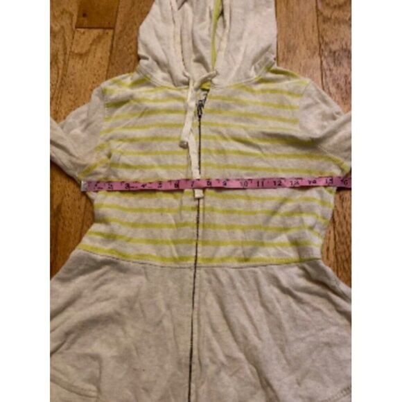 Saturday Sunday Women's yellow Striped beige Hooded Zip-Up Jacket Size Medium - Picture 5 of 10